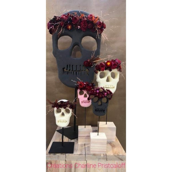MATERIEL POUR L'ART FLORAL > Tête de mort noire 14 CM  Matériel d'art  floral et conseils pour la décoration florale